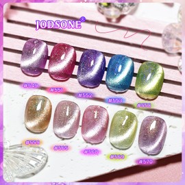 JODSONE 10 Colors Cat Eye Gel Nail Polish Set (with Base Coat & Top Coat) Nail Art Nail Salon DIY Gifts