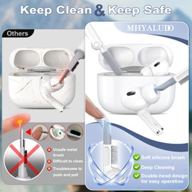 MHYALUDO for AirPods Pro 2nd Generation Case Cover, Military Grade Anti-Fall Soft Silicone Shock-Absorbing for AirPods Pro Case Skin Touch with Keychain and Cleaning Kit, Lavender