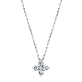 Metal Masters 1Ct. Round-Cut Four Leaf Clover Moissanite Pendant 18K White Gold over Sterling Silver Necklace Chain