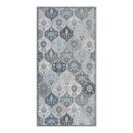 Lahome Moroccan Trellis Small Area Rug - 2x4 Entryway Rug Non-Slip Vintage Small Rug Ultra-Thin Washable Indoor Door Mat Distressed Throw Rug Carpet for Bathroom Kitchen Bedroom(2x4ft,Blue)