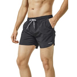 MaaMgic Mens Swim Trunks with Mesh Lining Quick Dry Mens Bathing Suit Shorts,Black,XX-Large