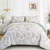 Anibedding King Size Quilt Sets Green Floral Pattern Quilt Bedding