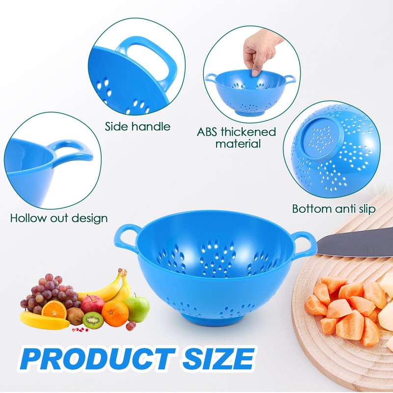 Baderke 4 Pack Mini Colander for Kitchen Plastic Berry Strainer