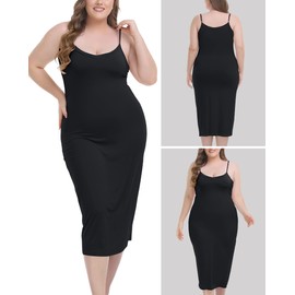 Vlazom Women's Plus Size Sexy Negligee with Adjustable Straps Women's Underskirt, Stila-Black