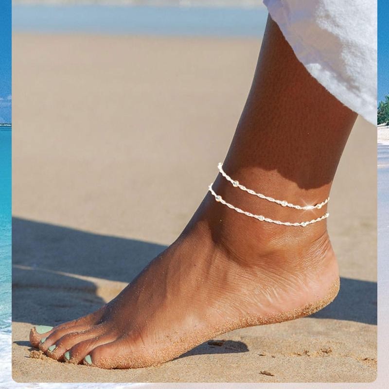 Tasiso Dainty Layered Waterproof Anklet For Women Adjustable Womens Anklet