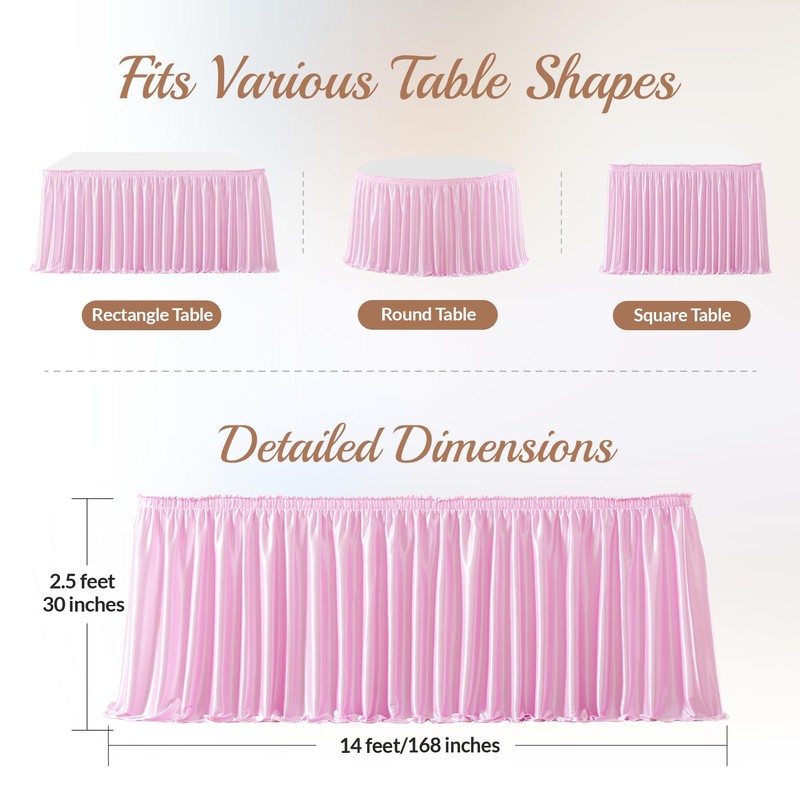 Pink Rectangle Table Skirt 11.5 Feet Pink Glitter Sequins Table