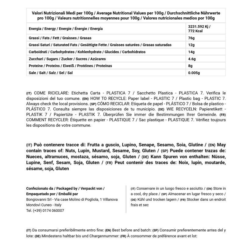 Bongiovanni Bontà Naturali Macadamia Intero 250 g