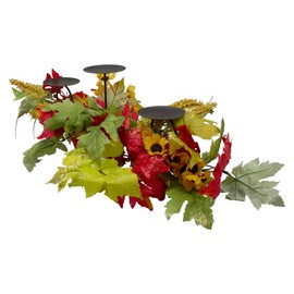 Northlight 28" Yellow Sunflower and Red Leaves Fall Harvest Candle Holder