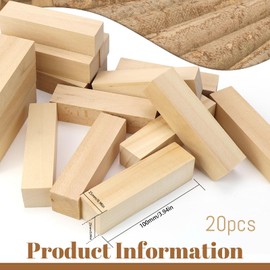 VZXZXE Pack of 20 Wooden Blocks for Crafts 10 x 2.5 x 2.5 cm Carving Wood Linden Wood Block Carving Hand Carved Wood Carving Wood for Children Wooden Pieces for Crafts Basswood