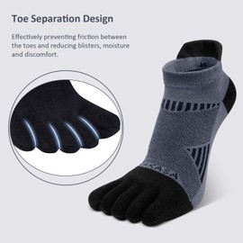 ZAKASA Toe Socks for Men Ankle: No Show Low Cut Five Finger Socks Cotton Breathable Athletic Running 4 Pairs Size 9-13 Black