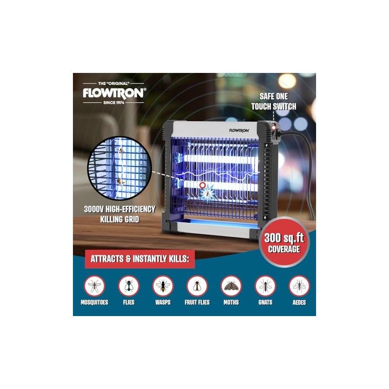 Flowtron Indoor Bug Zapper: 3000V Electric Insect Killer & Mosquito