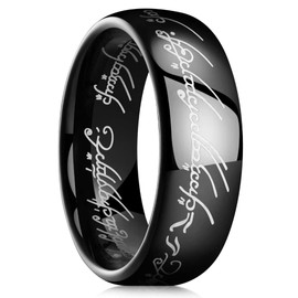 King Will 8mm Tungsten Carbide Ring for Men Black Magic of The Rings Ring Comfort Fit High Polished 10.5