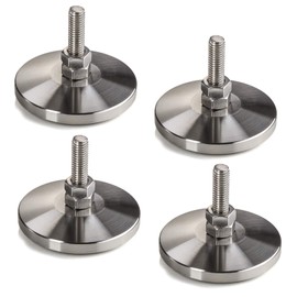 SOTECH Set of 4 Adjustment Screws M8 x 30 mm Diameter 58 mm Real Stainless Steel (SS201) Height Adjustable with Rubber Foot Section Furniture Feet Adjustable Feet Adjustable Feet Furniture Adjusting