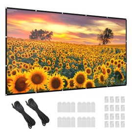 Outdoor Projection Screen 120 inch, 16:9 4K HD Rear Front Movie Screen HISION Portable Video Projection Screen for Home Theater Backyard Cinema