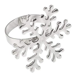 Pack of 4 Christmas Napkin Rings Silver Metal Table Lnen Holders Festive Dinner Settings Snowflake 4cm