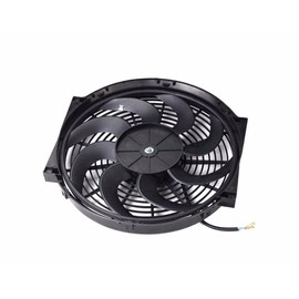 SUPERFASTRACING 14" inch Universal Slim Fan Push Pull Electric Radiator Cooling 12V Mount Kit Black