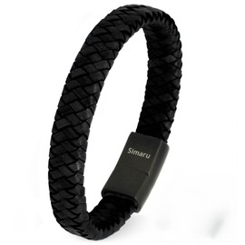 Simaru Leather Bracelet for Men and Women, Genuine Leather Bracelet with Stainless Steel Hook Clasp, Premium Quality, Made in Germany, Leather, stainless steel