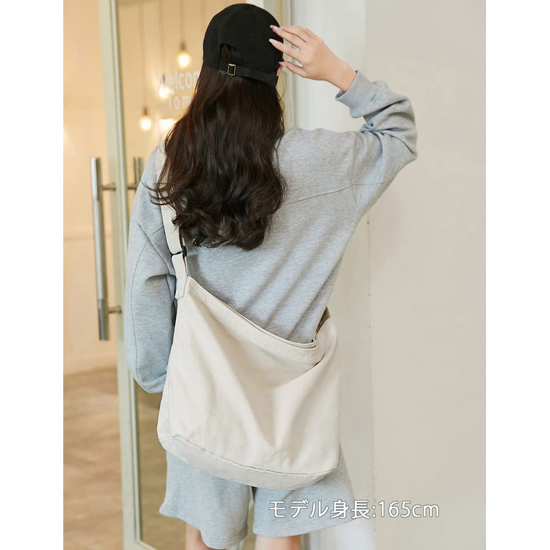 ARIALK Tote Bag, Canvas Shoulder Bag, Large Capacity, Overnight Travel,