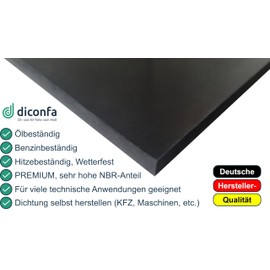diconfa Rubber Mat Oil-Fest Petrol Resistant NBR/SBR 1000 mm 100 cm 1 m Wide Thickness 0.5 to 20 mm Length 0.05 to 10 m 1000 x 50 mm (100 x 5 cm), 3 mm Thick Rubber Plate Car Workshop Garage