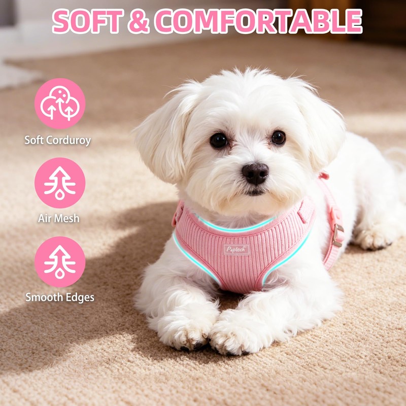 PUPTECK Dog Harness Collar and Leash Set, Adjustable No Pull