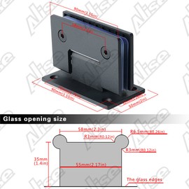 Alise Heavy Duty 90 Degree Glass Door Cupboard Showcase Cabinet Clamp Glass Shower Doors Hinge Replacement Parts Wall-to-Glass,Stainless Steel Black