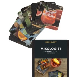 Iron & Glory Mixologist Cocktail Recipe Cards Drink Coasters | Home Bar Accessories & Bar Cart Accessories | Bar Accessories for The Home Bar Set | Card Coasters for Drinks & Cocktail Recipe Book