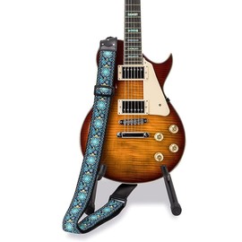 Guitar Strap, Guitar Straps for Electric Acoustic Guitar Bass with Leather Ends and Pick Pocket, Adjustable Electric Guitar Strap for Bass Ukulele Acoustic Cotton Jacquard Embroidered Design 2" Width