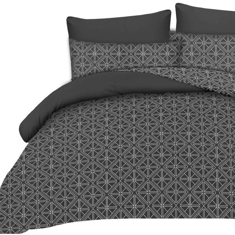Pamposh Double Duvet Set Charcoal & Grey Doublesided Bedding Set
