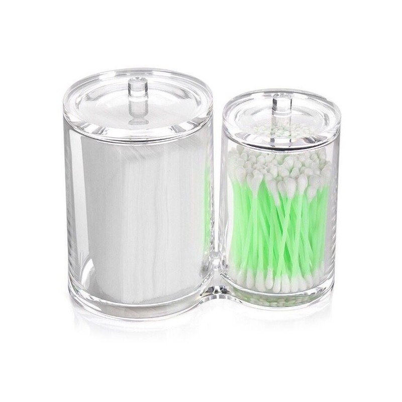 PreAsion Acrylic Round Cotton Pad Container Case Makeup Brush Holder