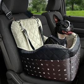 Dog Car Seat for Small Dogs & Medium Under 30 lbs, Bonus Safety M Harness, Dog Booster Car Seat with Thick Cushions, 3Storage Pockets with Zipper, 2 Safety Belts