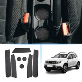Coleya Non-Slip Mats Compatible with Dacia Duster 2022 2023 2024, Centre Console Rubber Mats Door Seam Mats Drink Holder Mat, Dacia Duster Accessories Rubber Non-Slip Mats (Black)