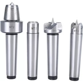 8milelake 4 Pack MT2 Wood Lathe Live Center Set Drive Spur Cup MT2 Arbor for Woodworking