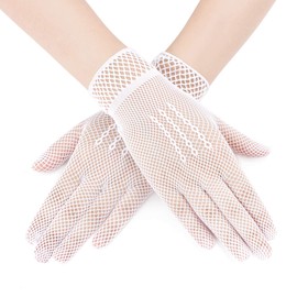 5 Pairs Women's Lace Gloves Wedding Bridal Gloves Summer Gloves Breathable Anti-UV Sun Protection for Performances, Banquets, Carnivals, Dances, Wedding Gardens, Celebrations - White