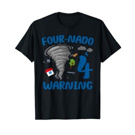 Kids Four-nado Warning 4th Birthday Party Theme Tornado Boy T-Shirt