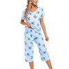 ENJOYNIGHT 2 Packs Womens Cotton Pajama Sets Short Sleeve Top
