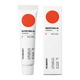 Piciberry Berrybalm(Pink Coral), lip & cheek balm, multi blush, moisturizing and matte, highly pigmented, long lasting formula
