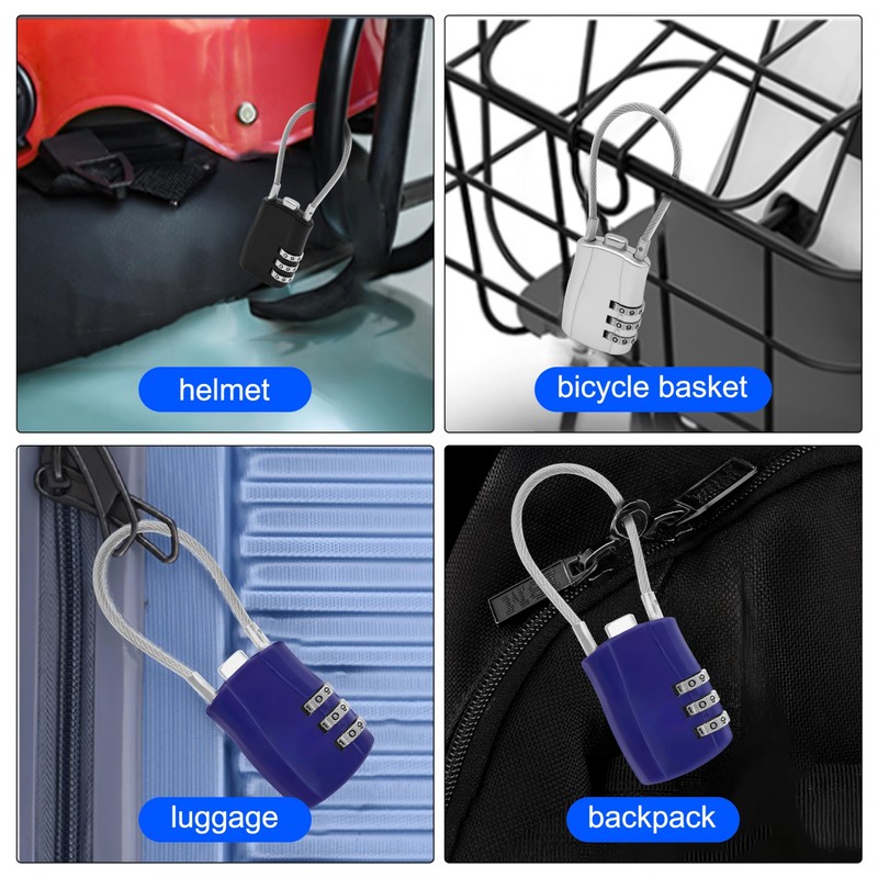 MEIRIYFA Combination Lock 3 Digit Cord Password Padlock Outdoor Waterproof
