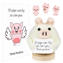 Positive Gifts Pocket Hug Positive Pig with Positive Energy Card and Socket, Mini Figures Motivational Gifts Good Luck Gifts for Best Friend