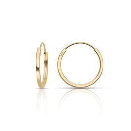 14k Yellow Gold Square Endless Hoop Earrings 12.0x1.0mm