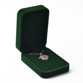 Oirlv Vintage Green Velvet Pendant Box Storage Box Birthday Gift Box for Valentine's Day Anniversary Counter Jewellery Display