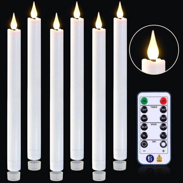 yunsheng 11 Inches Flameless Taper Candles Flickering with Remote &