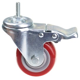 Heavy Duty Stem Caster Wheels Double Bearing PU Castors No Noise Swivel Casters M8-1.25x25mm 4 Packs with Dual Locking (4 Inch)