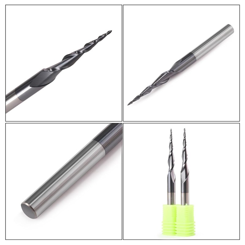 Set of 2 Solid Carbide Ball End Mill Conical Milling