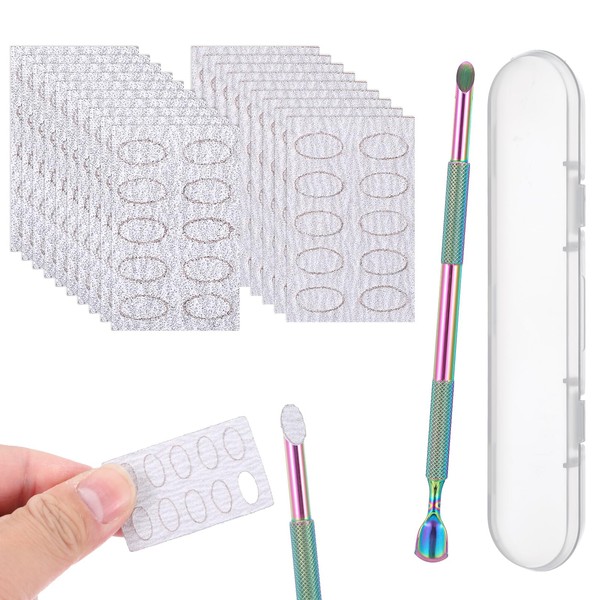 Wanmu 1 Stück Nagelhautschieber mit 20 Stück 100/240 Sandpapier, Doppelkopf