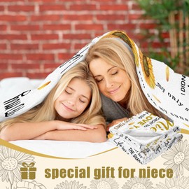 Niece Gifts from Auntie, to My Niece Soft Flannel Blanket 50"x60", Birthday Gifts for Niece, Niece Graduation Thanksgiving Ideas, Niece Sunflower Gift Blanket from Aunt