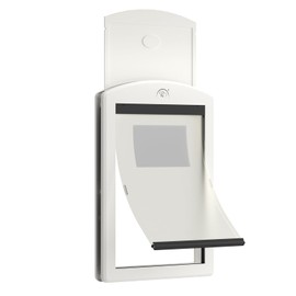 Classicmacher White Frame Dog Doors for Medium Dogs, Strong Plastic Pet Door with Sliding Lock Panel and Magnetic Soft Flap, Doggy Door for Door, Doggie Door (Medium, Milk White)