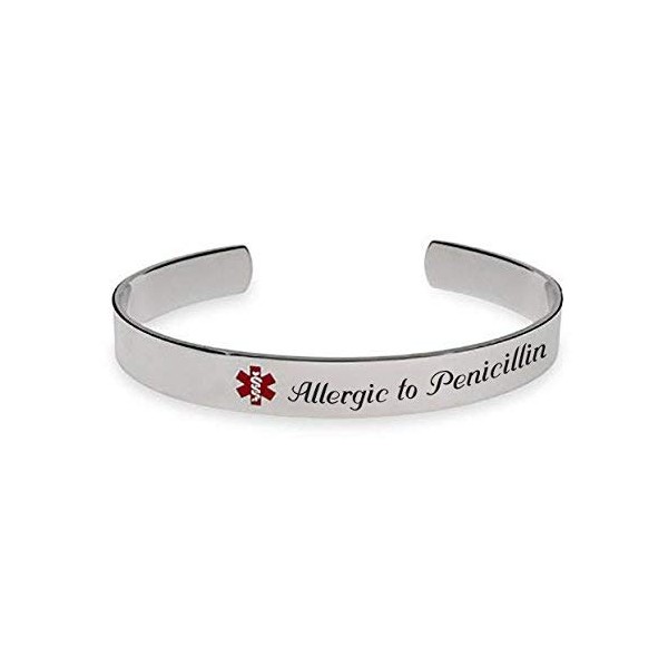 Personalized Stainless Steel Medical Alert Bangle ID Bracelet Custom Engraved