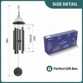 Aimwild 38'' Large Wind Chimes for Outside - Memorial Wind Chimes Deep Tone Outdoor, Sympathy Wind Chimes Gifts for mom/Grandma,Balcony,Garden Décor,Black
