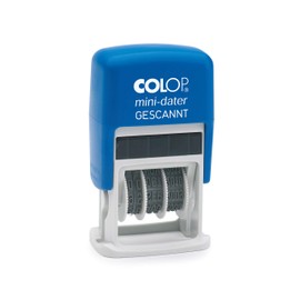 COLOP S160L Mini Date Stamp, Text Scanned, Date German, Imprint Colour Blue/Red