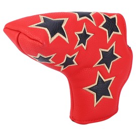L Shape PU Leather Star Embroidery Semicircular Waterproof Thicken Plush Golf Putter Head Cover Club Headcovers AccessoryRed